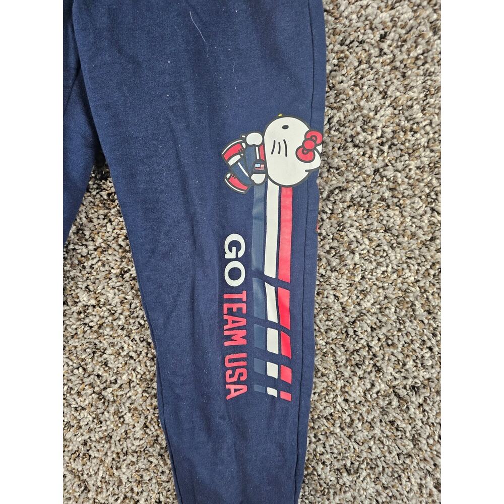 Hello Kitty Joggers Girls Sz S Red White Blue Go Team USA Pant Flag Patriotic - Picture 2 of 6